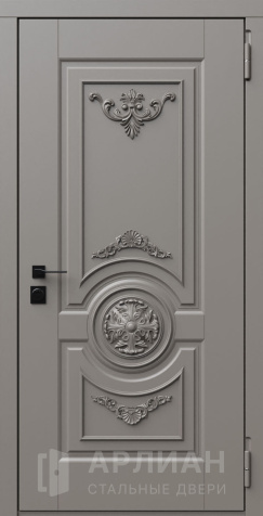 Фото «Входная серая дверь для коттеджа с отделкой патиной №780»